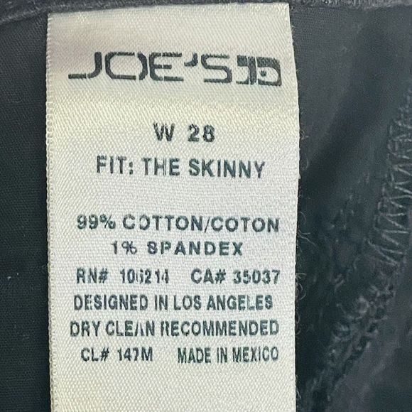 JOE'S Jeans Whiskered Black The Skinny Fit Denim 8.5" Rise Womens Sz 28 - Picture 7 of 7